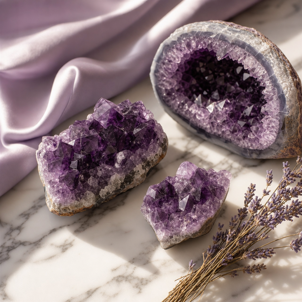 Amethyst — Calm, clarity & a quiet mind — the stone people reach for first.