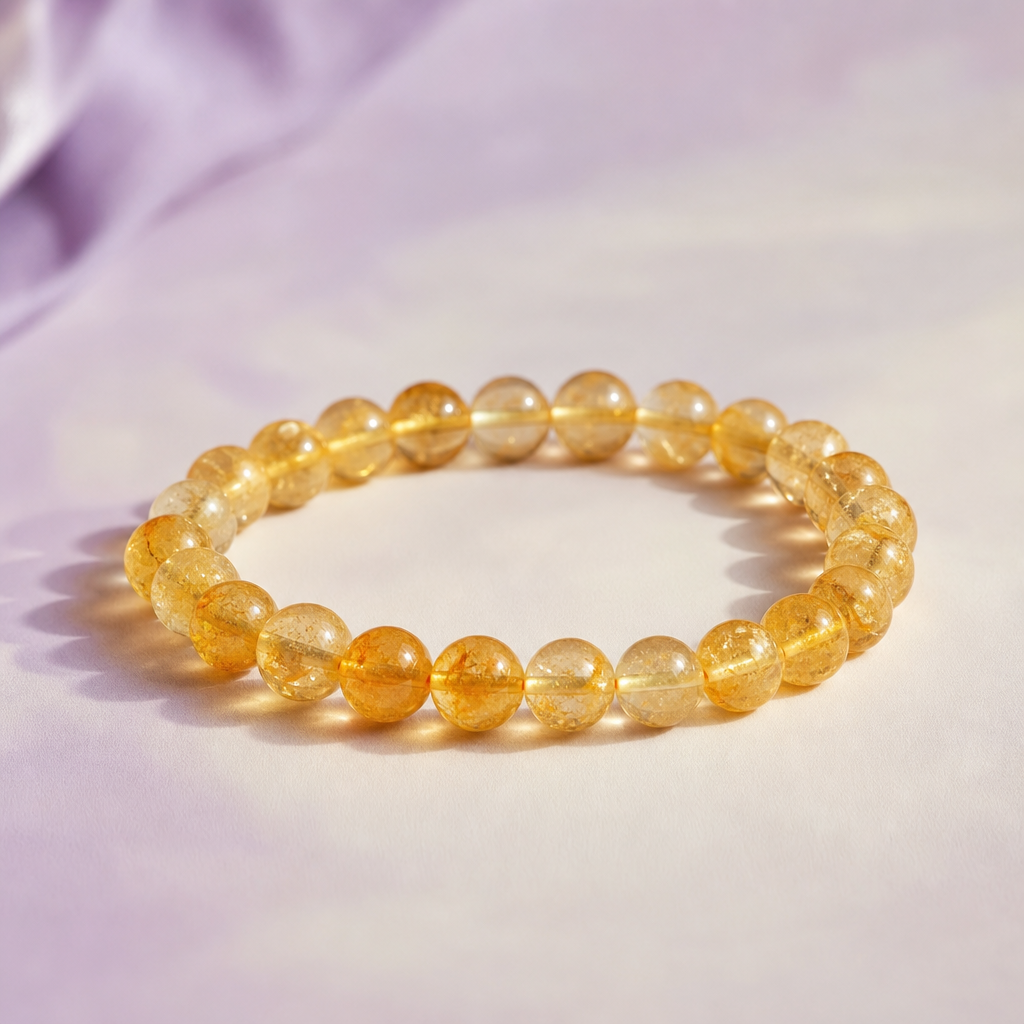 Genuine Citrine Crystal Bead Bracelet