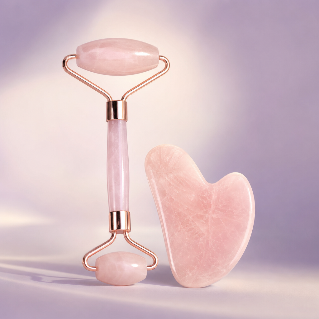Rose Quartz Gua Sha & Facial Roller Set