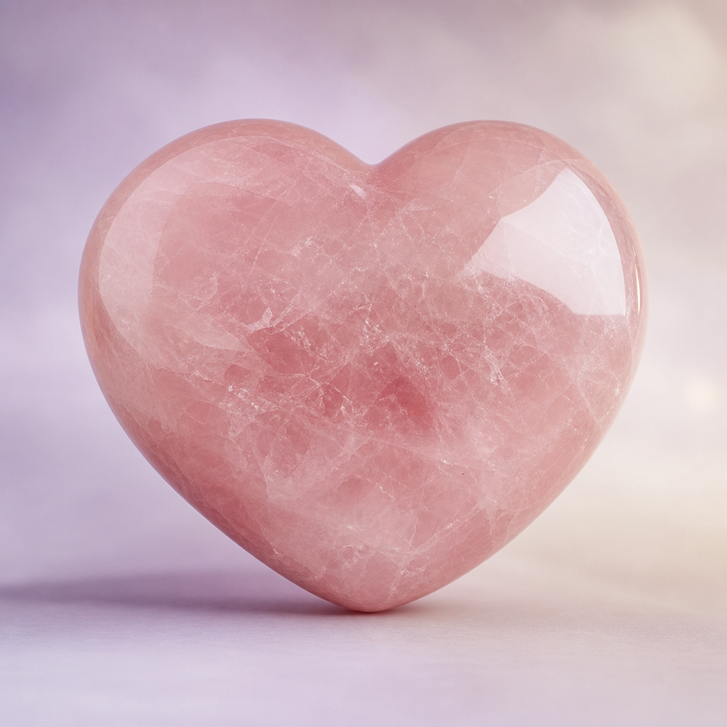 Large Rose Quartz Carved Heart