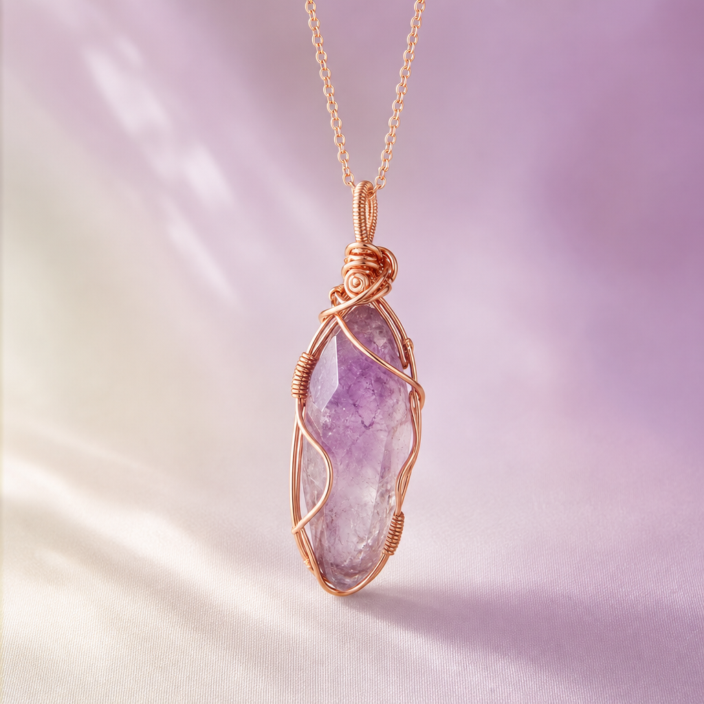 Handmade Wire-Wrapped Crystal Necklace